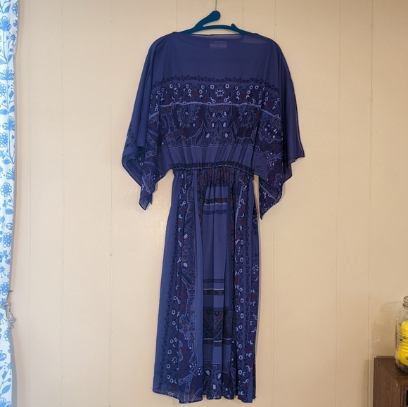 Sweet and Flirty Vintage Boho 70s 80s Sheer Purple Kimono Dress M-L - Picture 2 of 8